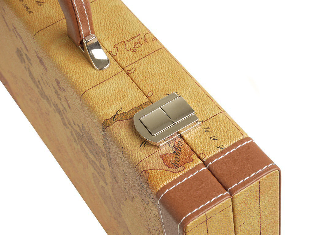 15-inch Map Backgammon Set - Brown Board - GBP - American-Wholesaler Inc.
