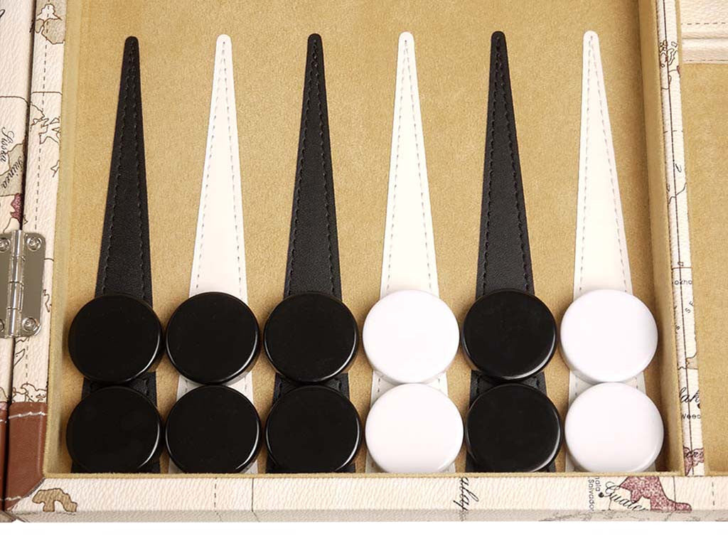 18-inch Map Backgammon Set - White Board - GBP - American-Wholesaler Inc.