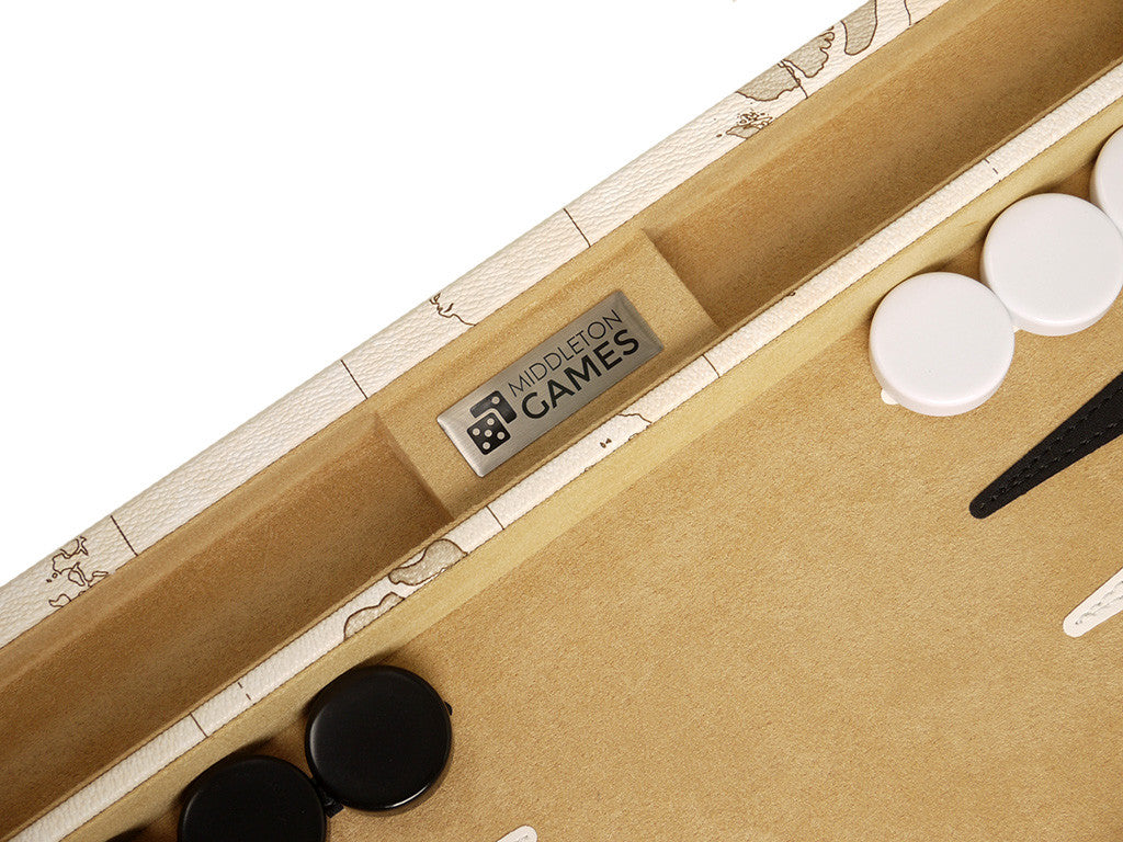 18-inch Map Backgammon Set - White Board - American-Wholesaler Inc.