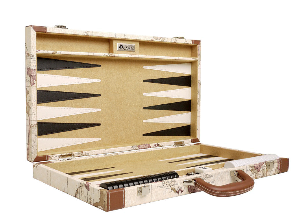 18-inch Map Backgammon Set - White Board - EUR - American-Wholesaler Inc.