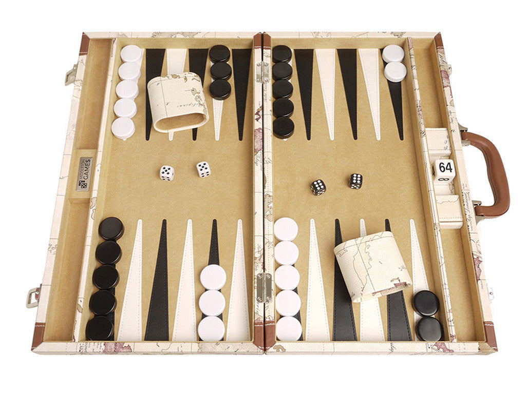 18-inch Map Backgammon Set - White Board - American-Wholesaler Inc.