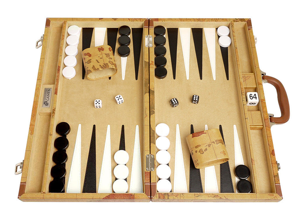 18-inch Map Backgammon Set - Brown Board - American-Wholesaler Inc.