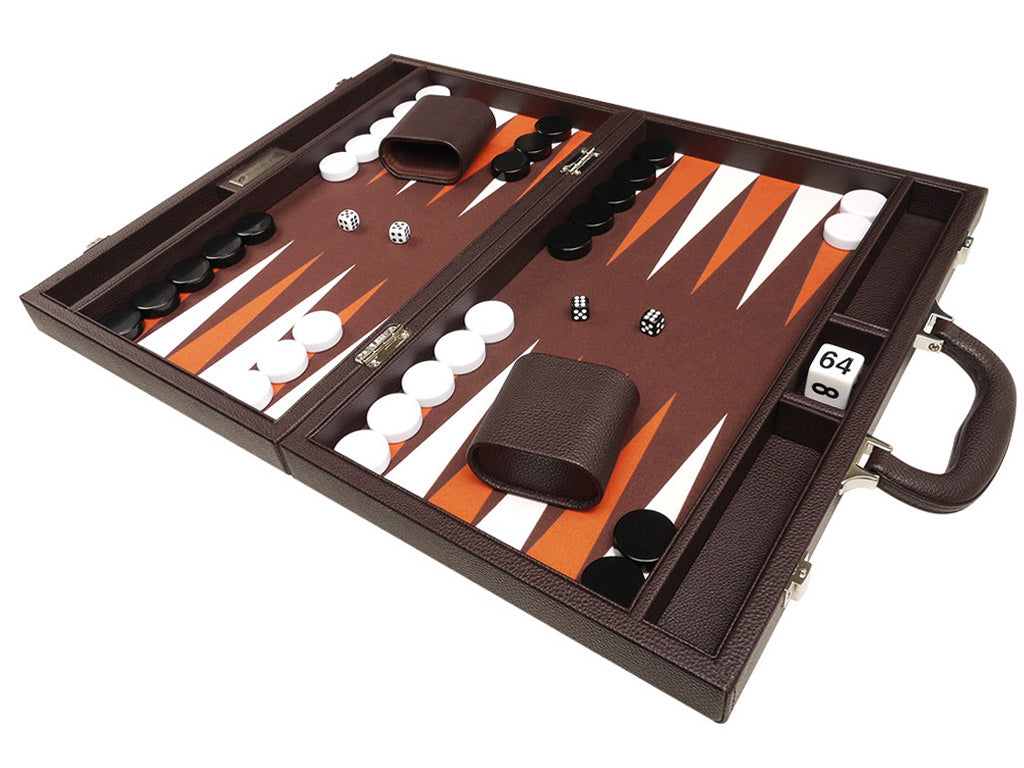 16-inch Premium Backgammon Set - Dark Brown - American-Wholesaler Inc.