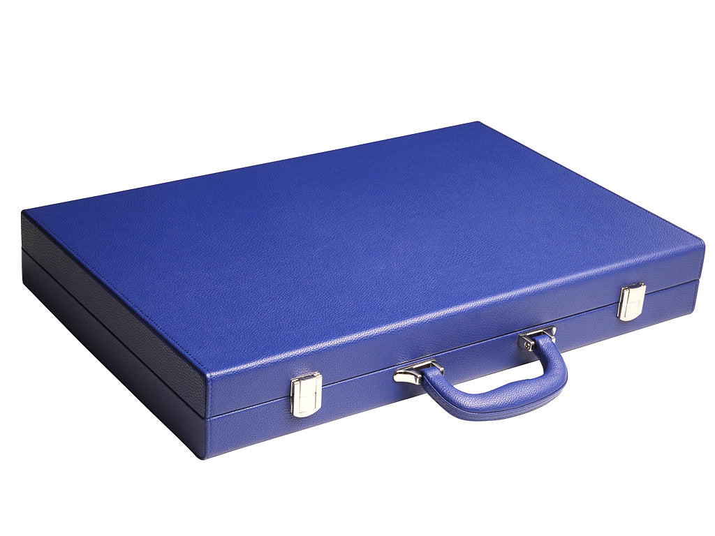Set De Backgammon Premium Bleu Indigo 48x64 Cm - Jeu De Plateau Élégant Avec Pions Et Gobelets