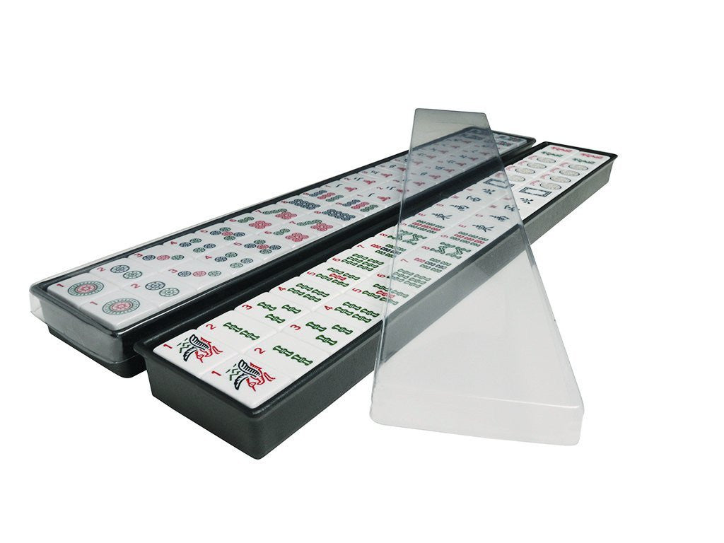 American Mahjong Set - 166 White Tiles, Modern Pushers, Aluminum Case - Silver - American-Wholesaler Inc.