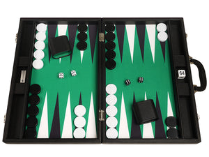 19-inch Premium Backgammon Set - Black Board with White and Black Points