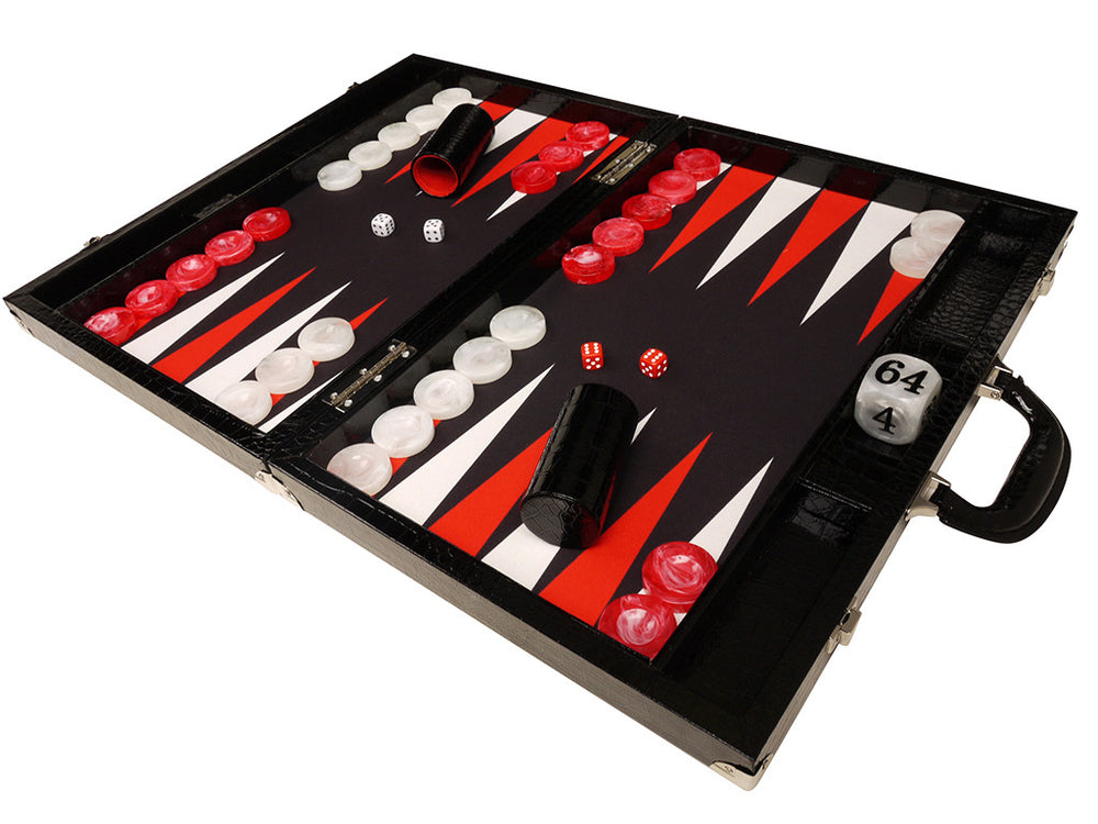 
                  
                    21-inch Tournament Backgammon Set, Wycliffe Brothers - Black Croco Board with Black Field - Gen III - GBP - American-Wholesaler Inc.
                  
                