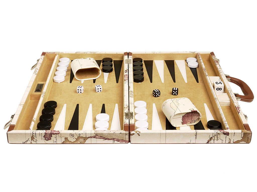 18-inch Map Backgammon Set - White Board - American-Wholesaler Inc.