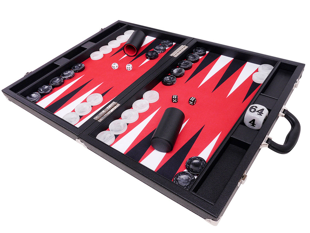 
                  
                    21" Professional Tournament Backgammon Set, Wycliffe Brothers - Black Case, Red Field - Masters Edition - American-Wholesaler Inc.
                  
                
