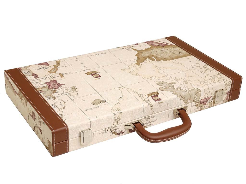 18-inch Map Backgammon Set - White Board - EUR - American-Wholesaler Inc.