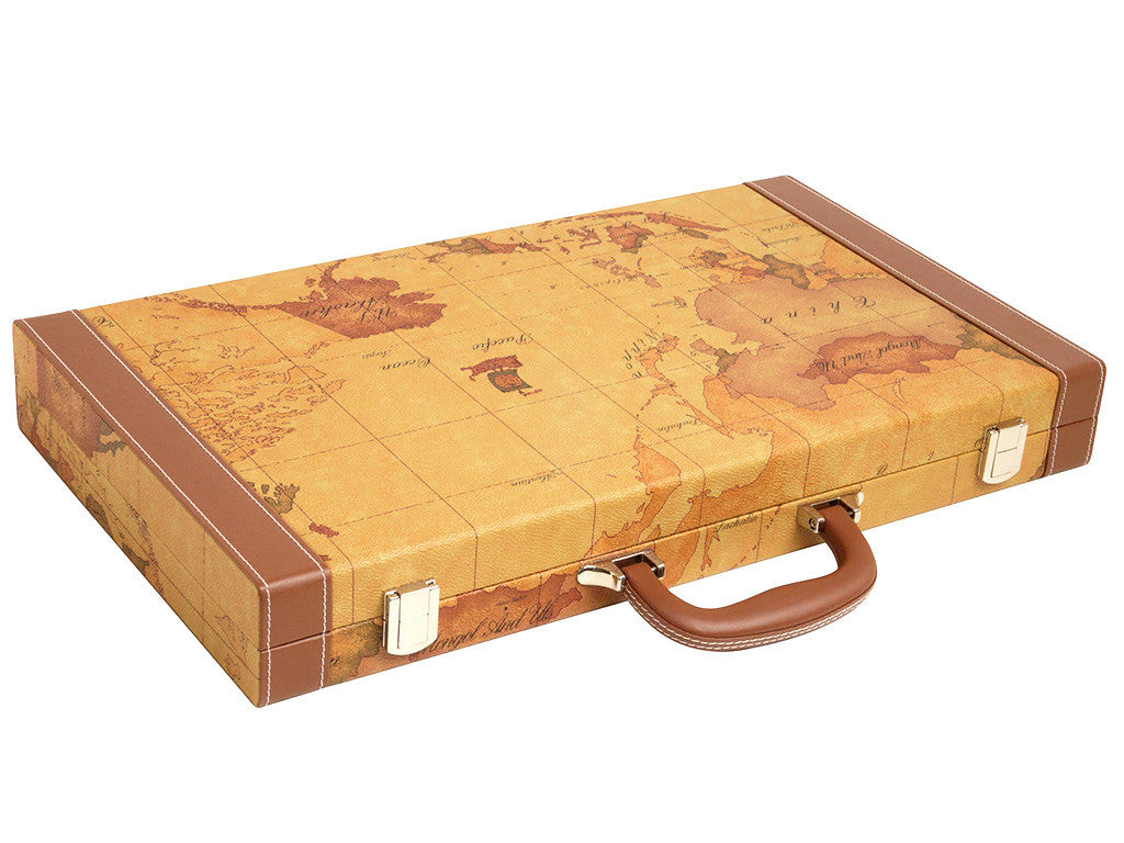 Ancient World Map Orbis Terrarum Wooden Backgammon Premium Board Game Set with racks | shipped via EXPRESS retailer SHIPPING (1-5 days to worldwide)