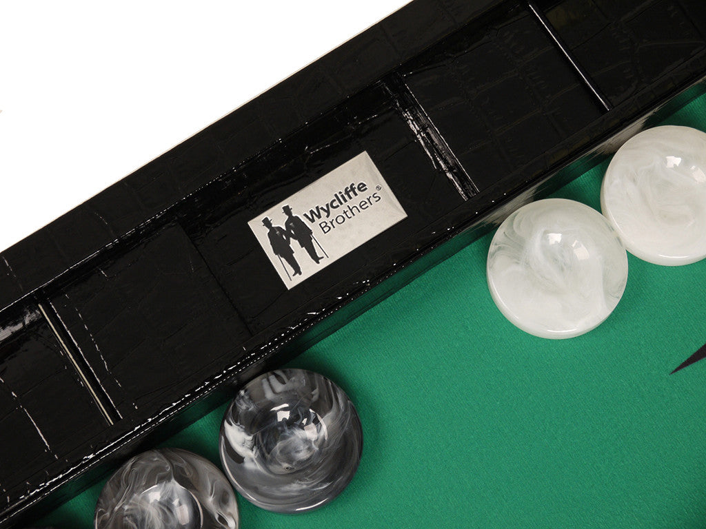 
                  
                    21-inch Tournament Backgammon Set, Wycliffe Brothers - Black Croco Board with Green Field - Gen III - EUR - American-Wholesaler Inc.
                  
                