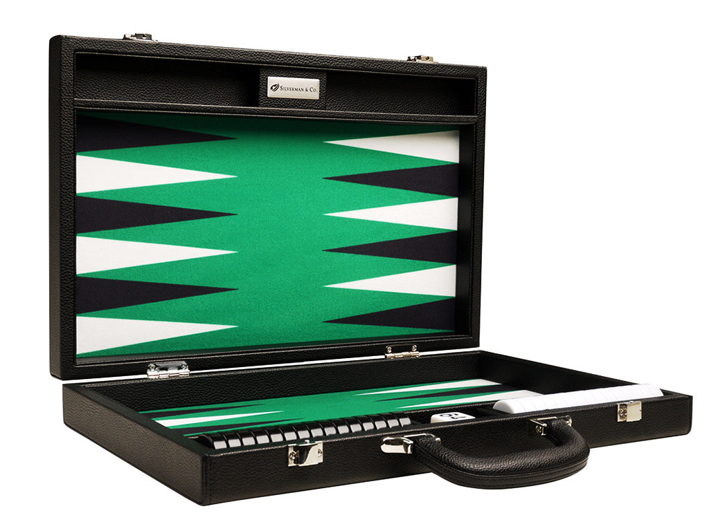 16-inch Premium Backgammon Set - Black with White and Black Points - GBP - American-Wholesaler Inc.