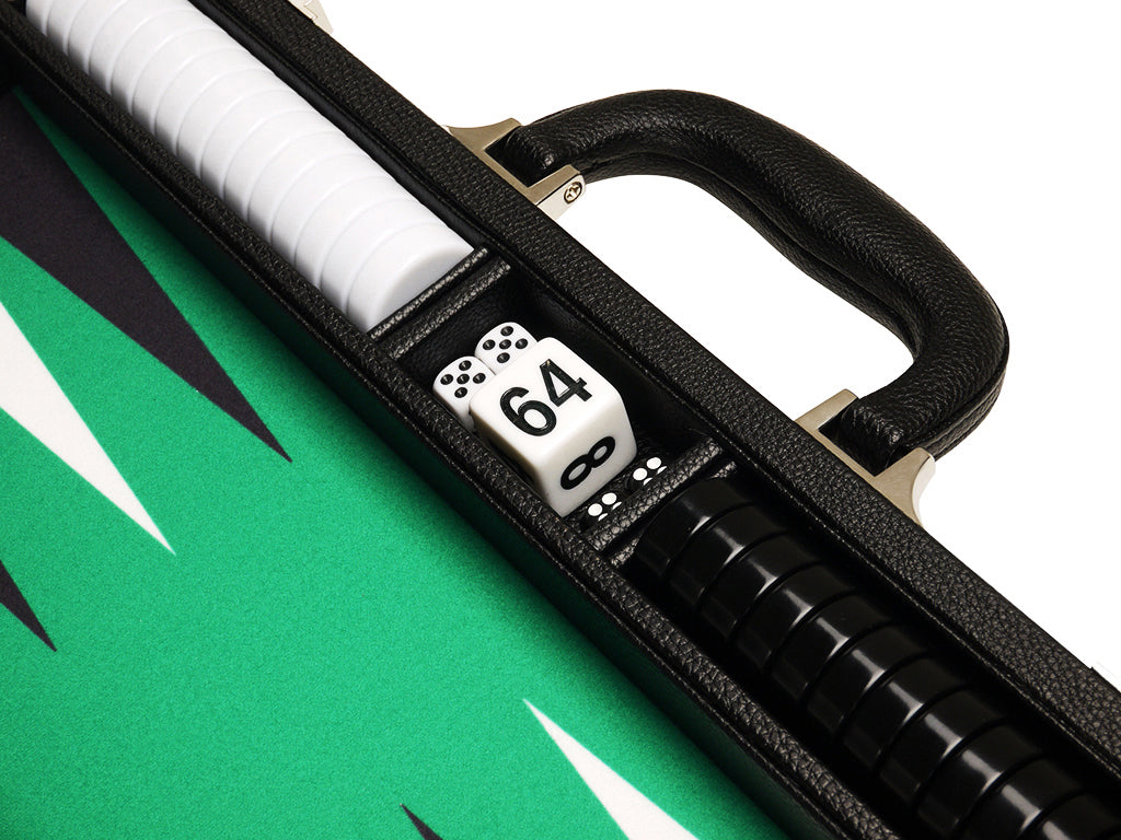 16-inch Premium Backgammon Set - Black Board with White and Black Points - American-Wholesaler Inc.