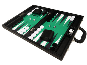 16-inch Premium Backgammon Set - Black with White and Black Points - GBP