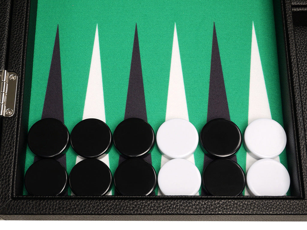 16-inch Premium Backgammon Set - Black with White and Black Points - GBP - American-Wholesaler Inc.