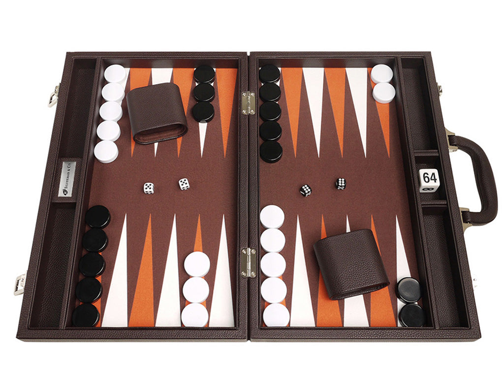 16-inch Premium Backgammon Set - Dark Brown - EUR - American-Wholesaler Inc.